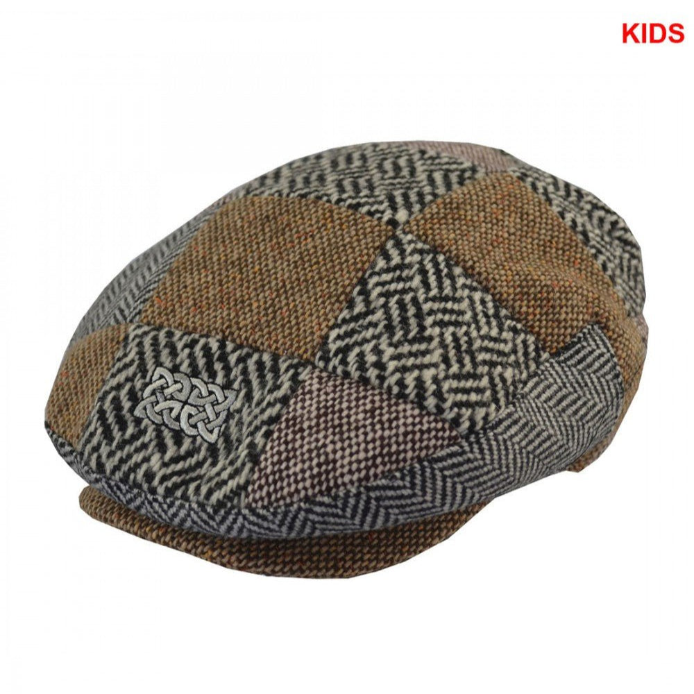 Patrick Francis Kids Multi Tweed Patch Flat Cap - The Celtic Gift Store - 