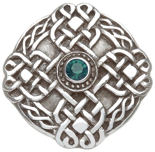 Pewter Celtic Knot Brooch with Green Stone - The Celtic Gift Store - Jewelry