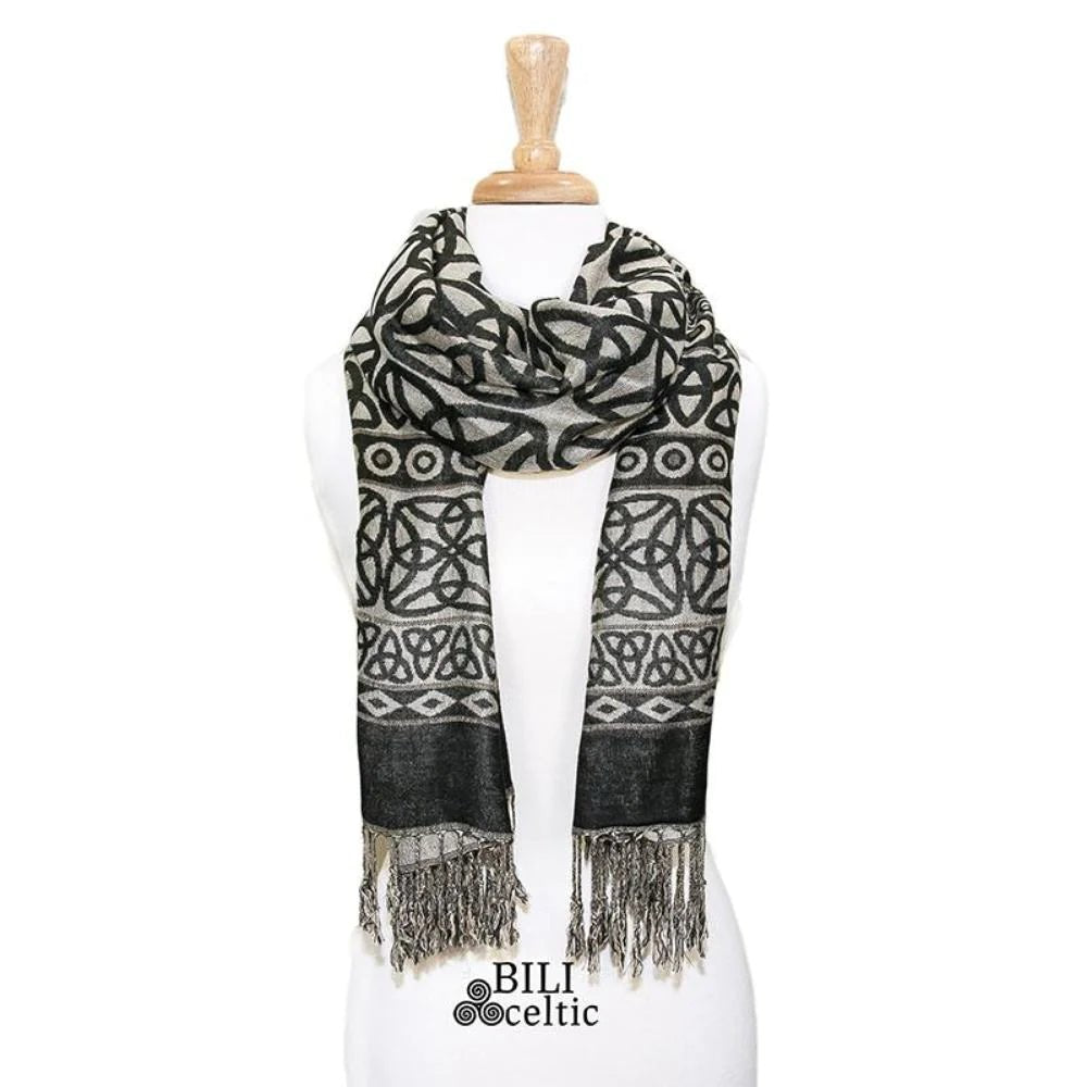 Rita Celtic Trinity Knot Scarf - Black - The Celtic Gift Store - Scarves & Shawls