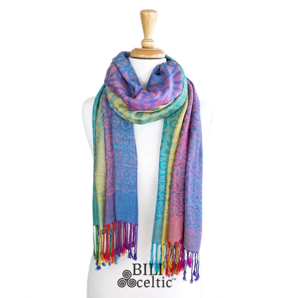 Rita Trinity Knot Scarf - Light Rainbow - The Celtic Gift Store - Scarves & Shawls