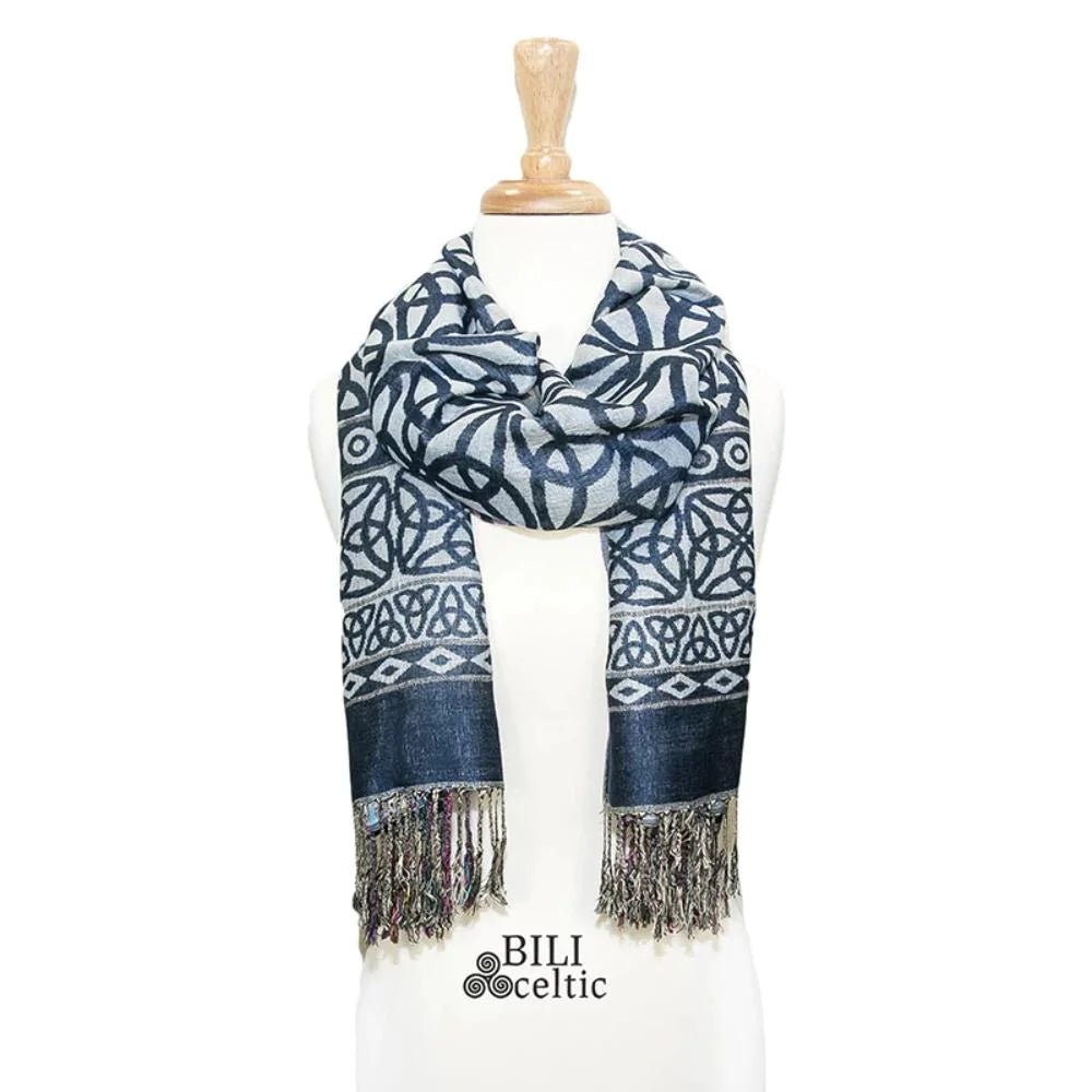 Rita Trinity Knot Scarf - Navy/Light Blue - The Celtic Gift Store - Scarves & Shawls