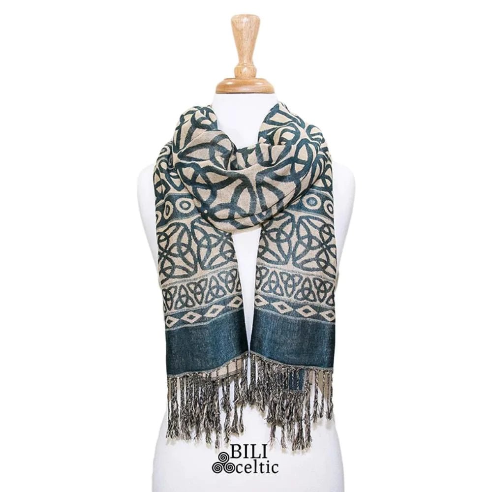 Rita Trinity Knot Scarf - Teal - The Celtic Gift Store - Scarves & Shawls