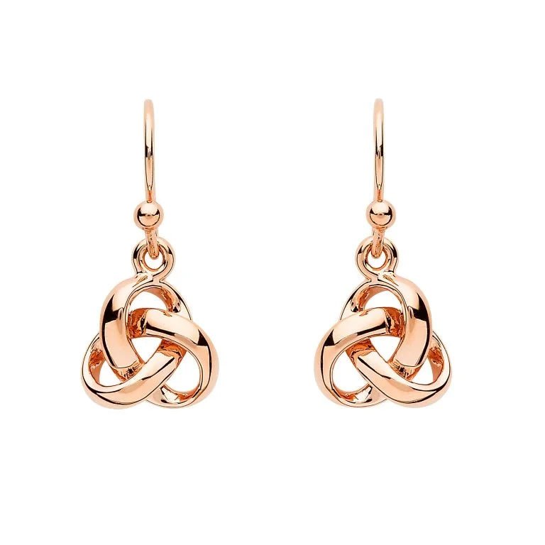 Rose Gold Plated Trinity Knot Earrings - The Celtic Gift Store - Earrings