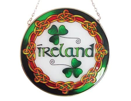 Round Ireland Celtic Knot Stained Glass Panel - The Celtic Gift Store - Decor