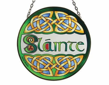 Round Slainte Glass Panel - The Celtic Gift Store - 