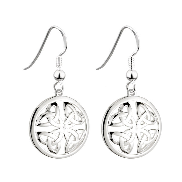 Silver Round Trinity Knot Earrings