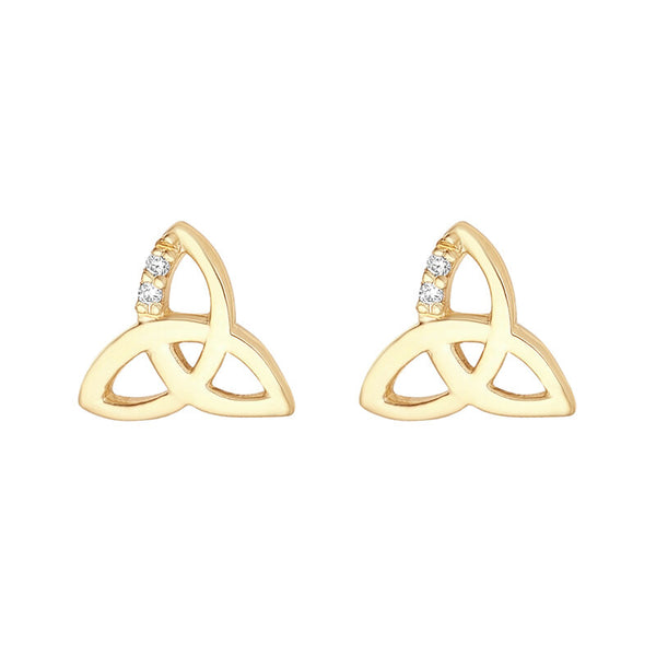 10K Gold CZ Trinity Knot Earrings