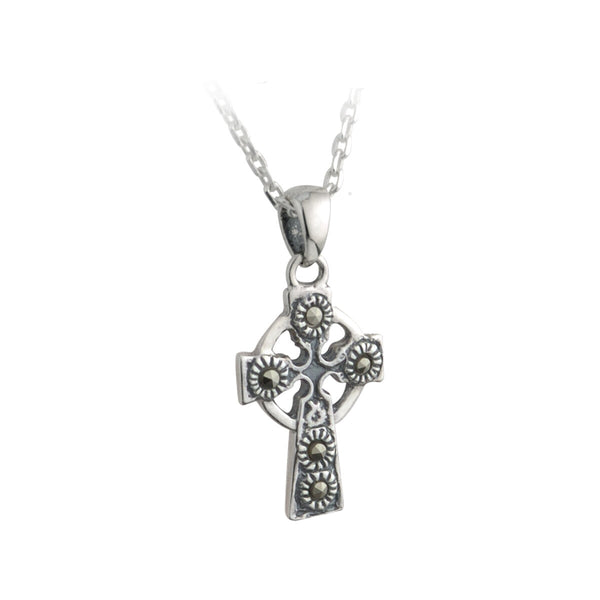 Silver Marcasite Small Celtic Cross Pendant