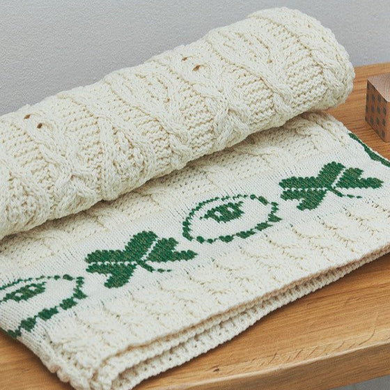 Shamrock and Sheep Baby Blanket - The Celtic Gift Store - 