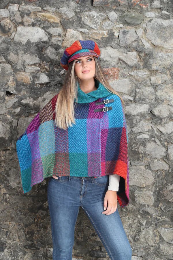 Shawl Collar Poncho - Donegal Red - The Celtic Gift Store - Clothing Accessories