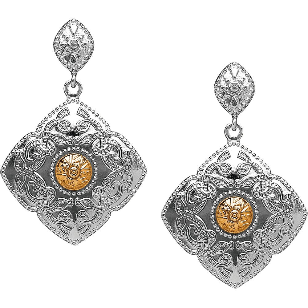 Sterling Silver and 18k Gold Celtic Kite Shield Earrings - The Celtic Gift Store - Earrings