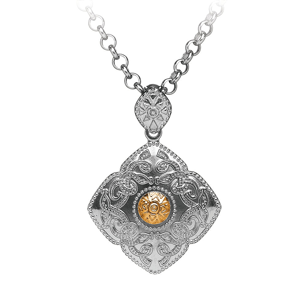 Sterling Silver and 18k Gold Celtic Kite Shield Necklace - The Celtic Gift Store - Necklaces
