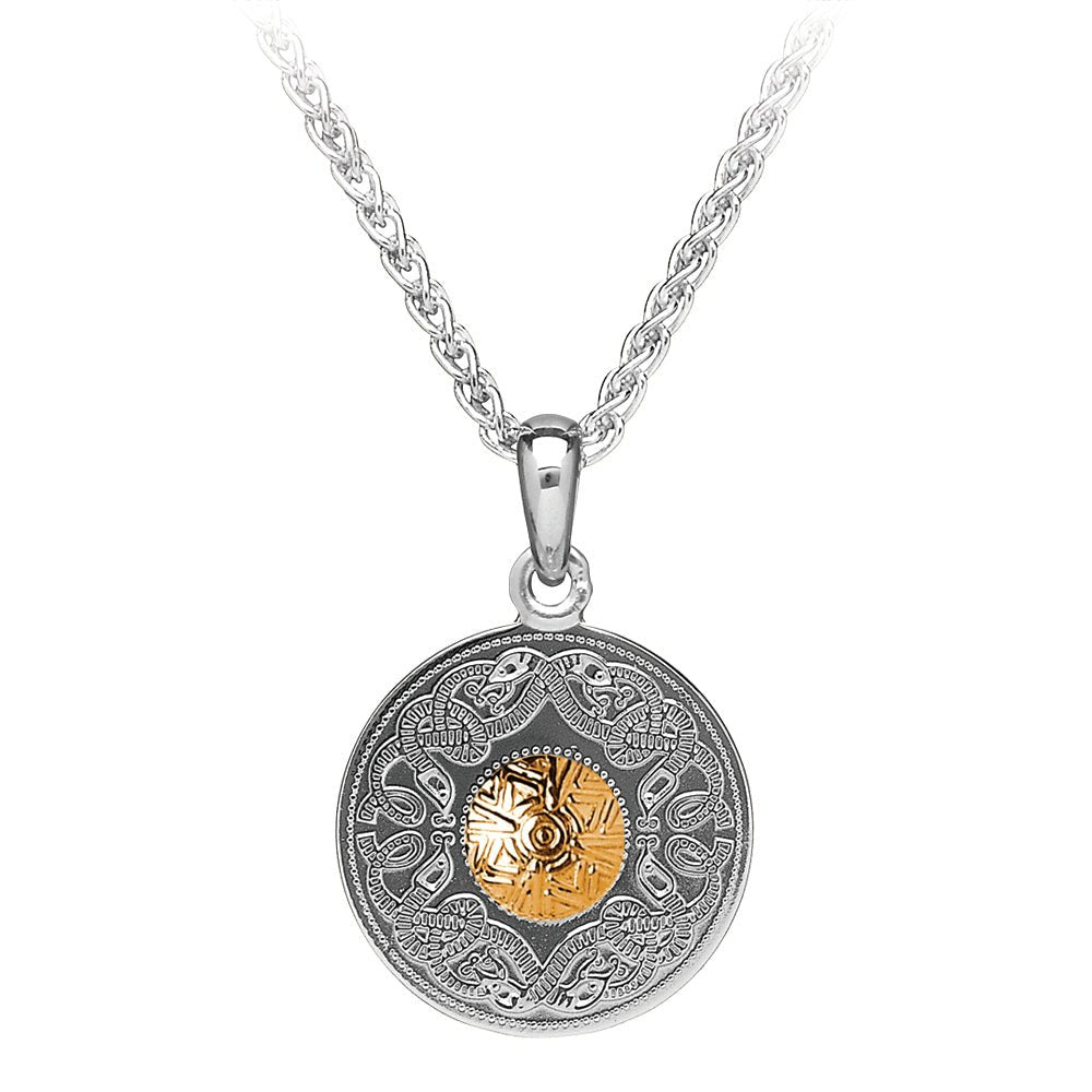 Sterling Silver and 18k Gold Celtic Shield Necklace - Medium - The Celtic Gift Store - Necklaces