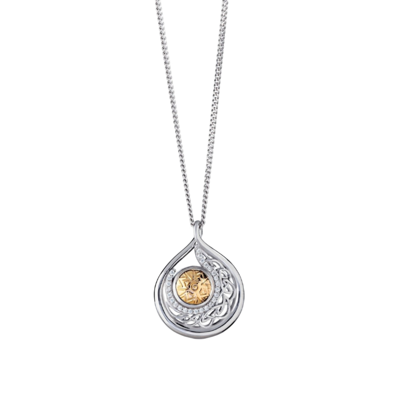 Sterling Silver and 18k Gold Solstice Teardrop Necklace - The Celtic Gift Store - Necklaces