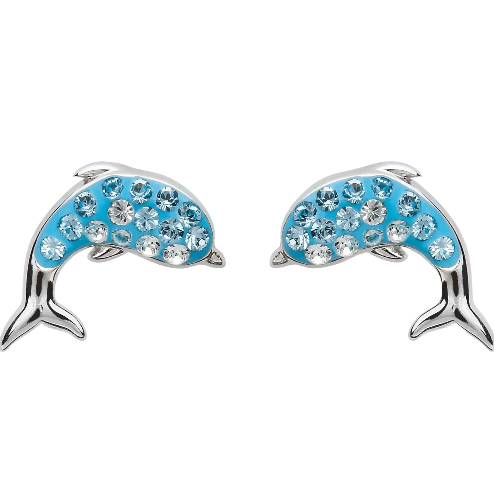 Sterling Silver Blue Dolphin Stud Earrings - The Celtic Gift Store - Jewelry