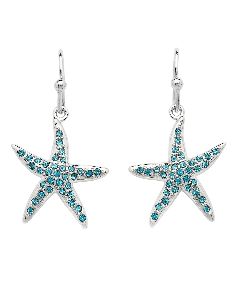 Sterling Silver Blue Starfish Drop Earrings - The Celtic Gift Store - Jewelry