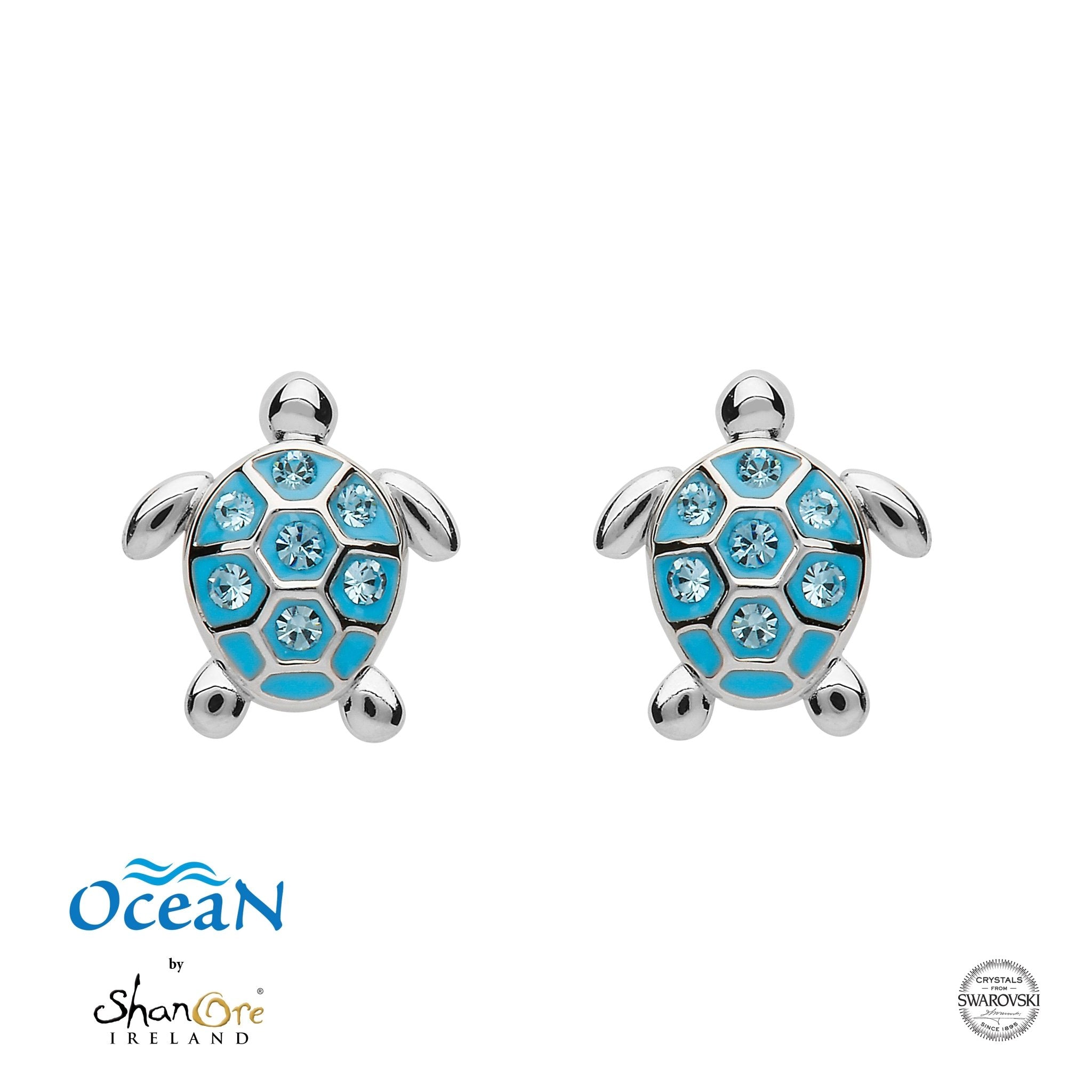 Sterling Silver Blue Turtle Stud Earrings - The Celtic Gift Store - Jewelry