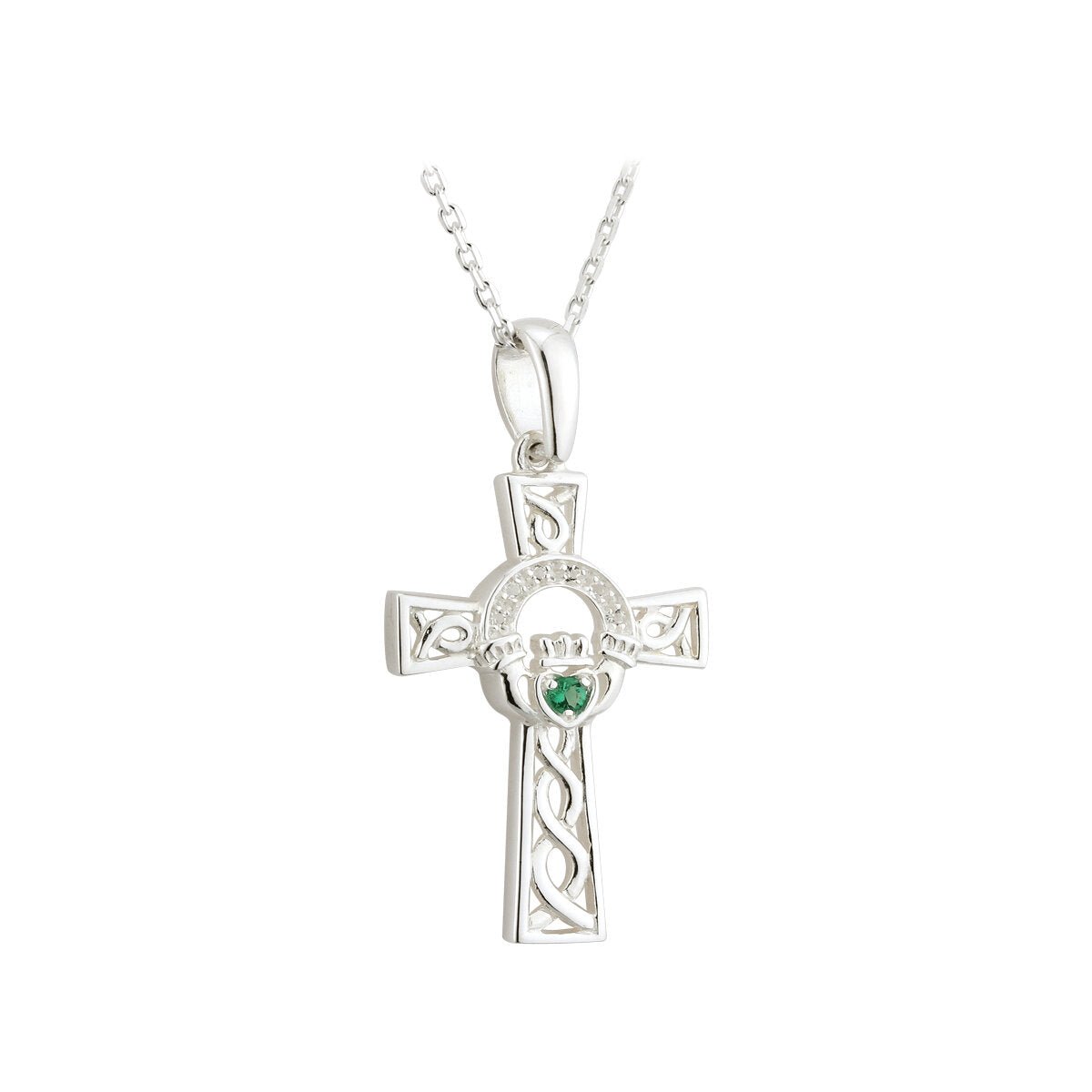 Sterling Silver Claddagh and Celtic Cross Necklace - The Celtic Gift Store - Necklaces