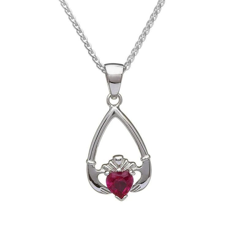 Sterling Silver Claddagh Birthstone Necklace - The Celtic Gift Store - Necklaces