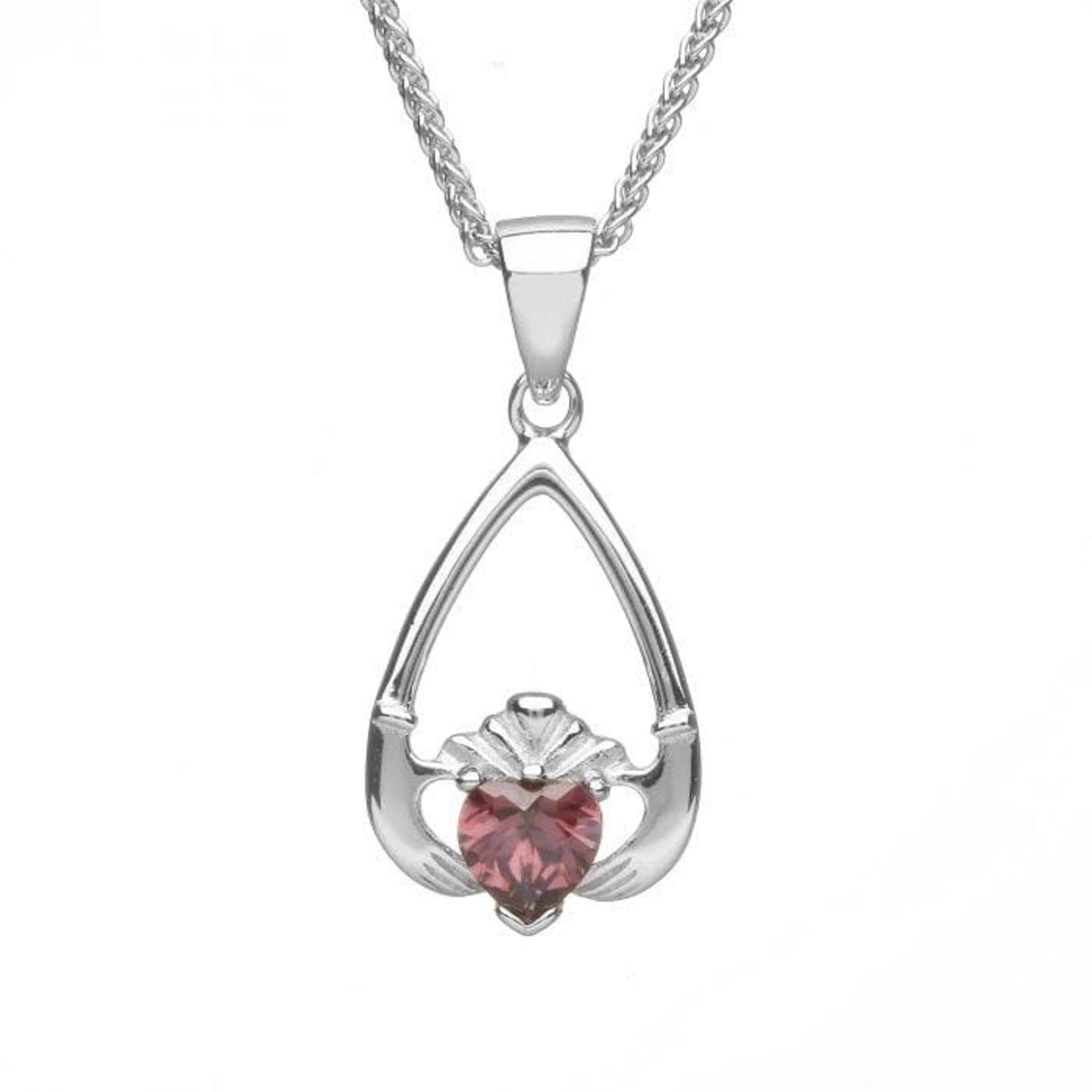 Sterling Silver Claddagh Birthstone Necklace - The Celtic Gift Store - Necklaces