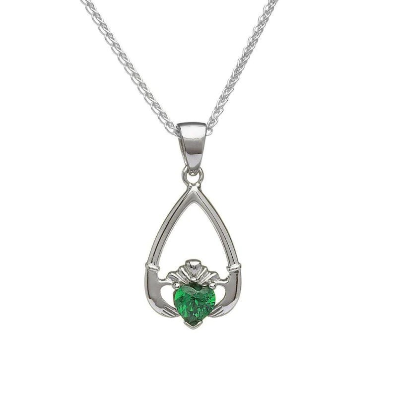 Sterling Silver Claddagh Birthstone Necklace - The Celtic Gift Store - Necklaces