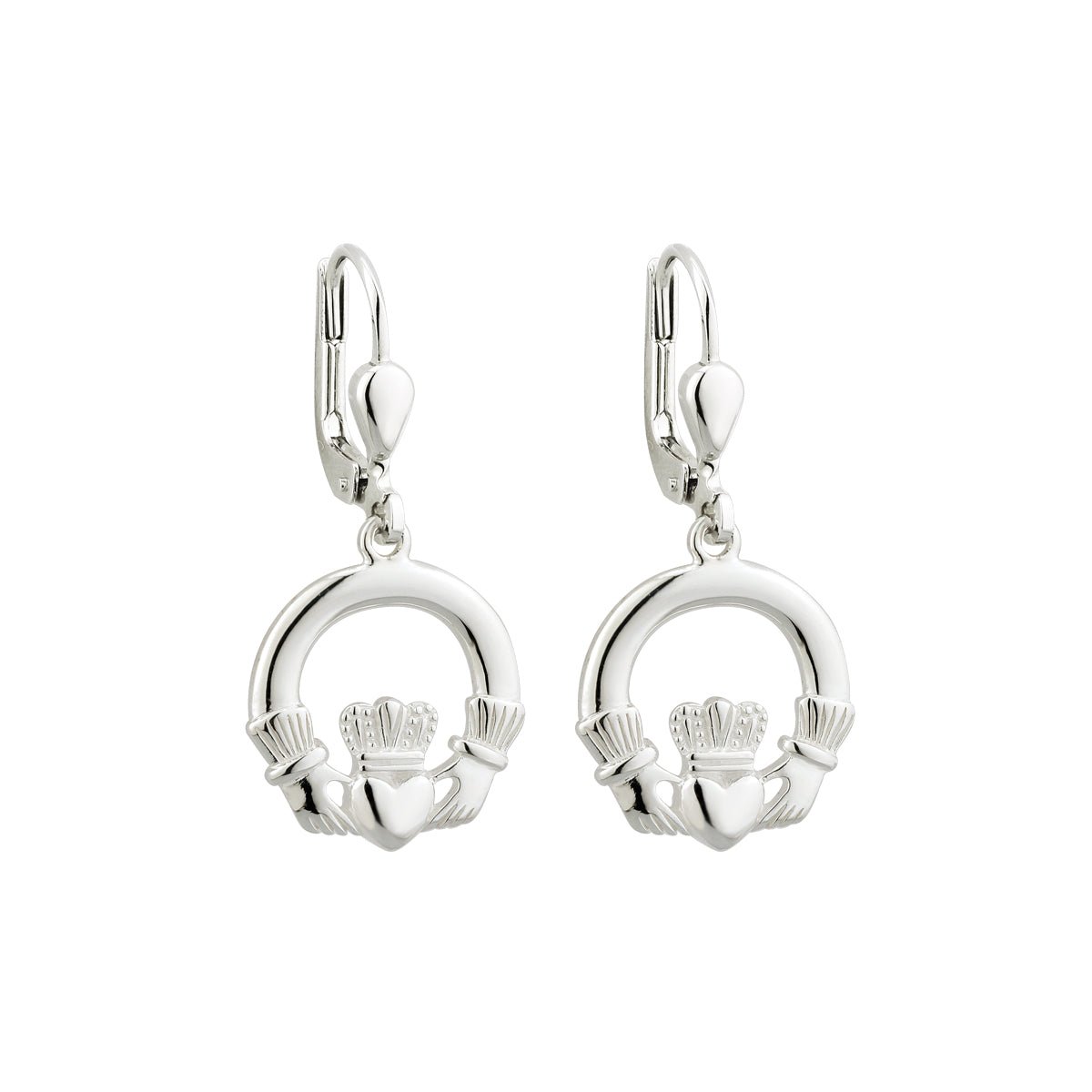 Sterling Silver Claddagh Drop Earrings - The Celtic Gift Store - Earrings