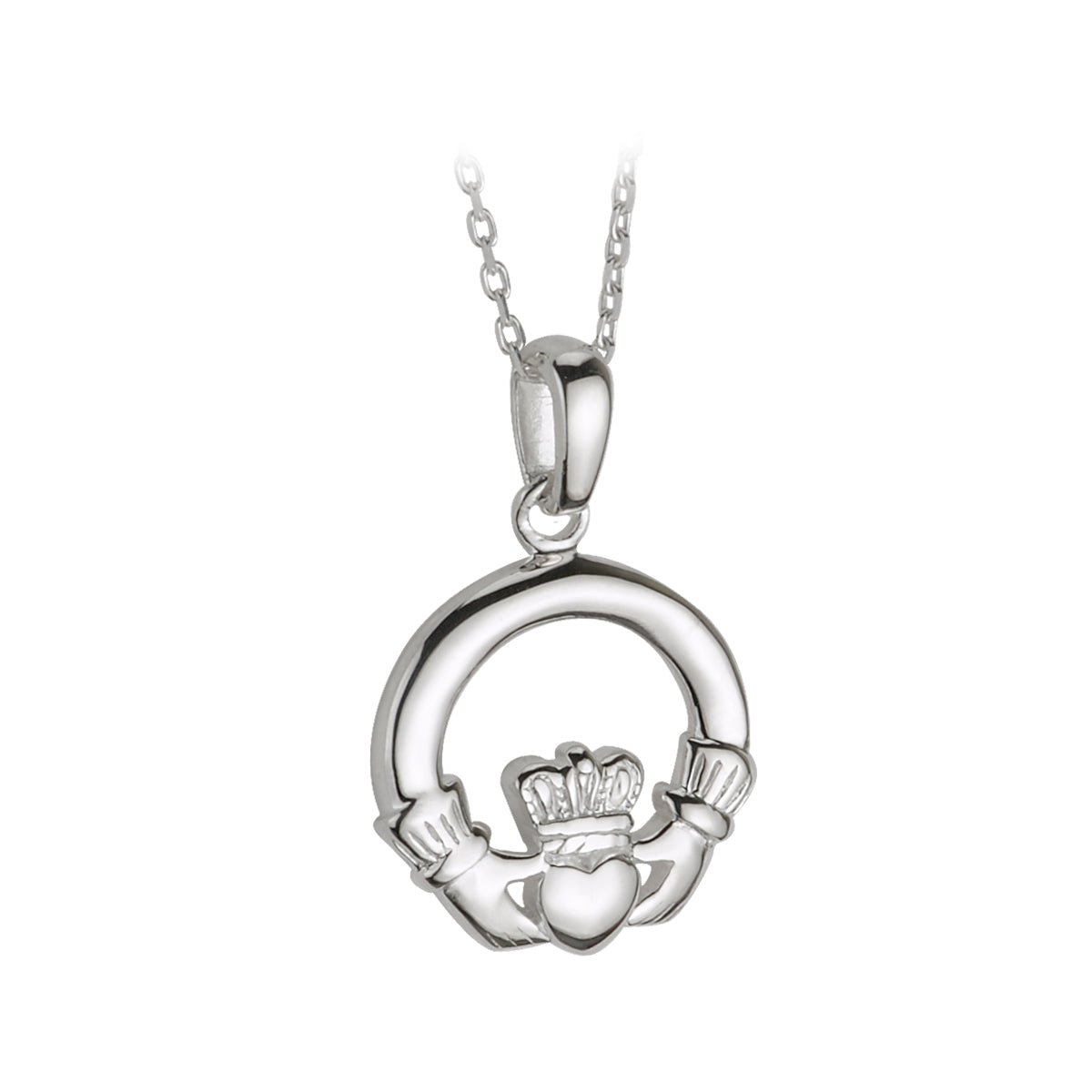 Sterling Silver Claddagh Necklace - Medium - The Celtic Gift Store - Necklaces