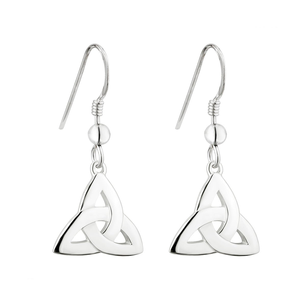 Sterling Silver Classic Trinity Knot Drop Earrings - The Celtic Gift Store - Earrings