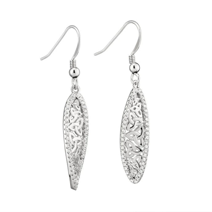 Sterling Silver CZ Trinity Knot Twist Earrings - The Celtic Gift Store - Earrings