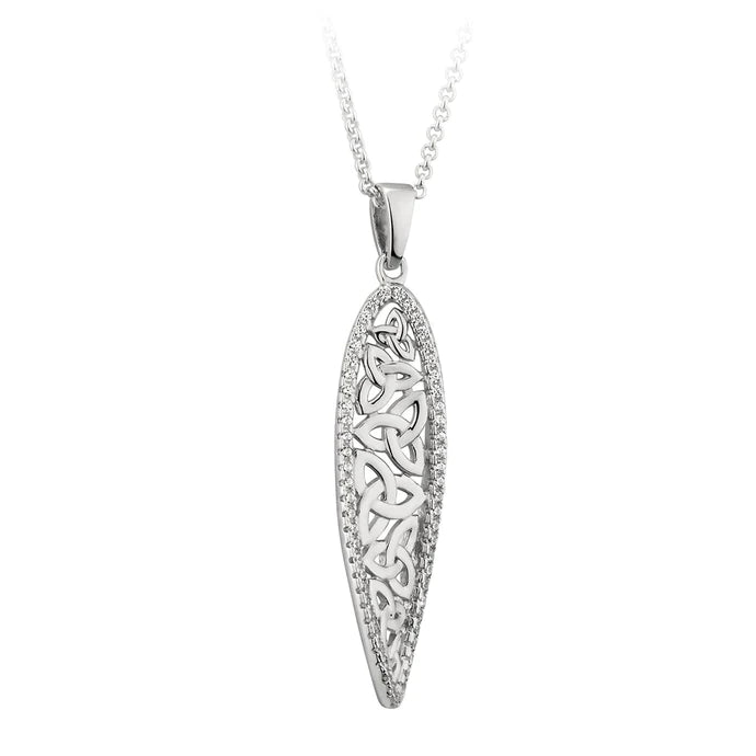Sterling Silver CZ Trinity Knot Twist Necklace - The Celtic Gift Store - Necklaces