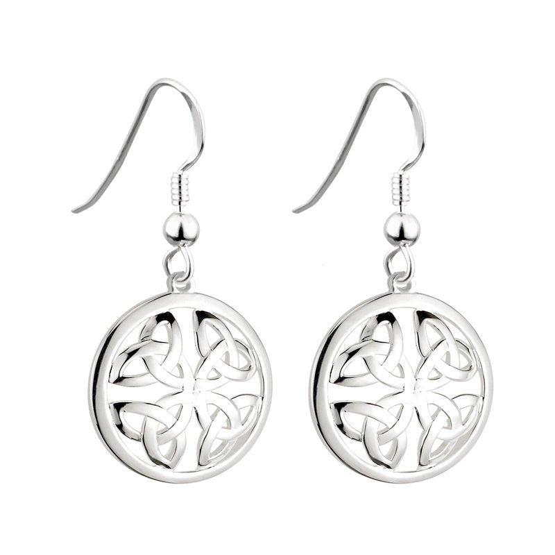 Sterling Silver Four Trinity Knot Disc Earrings - The Celtic Gift Store - Earrings