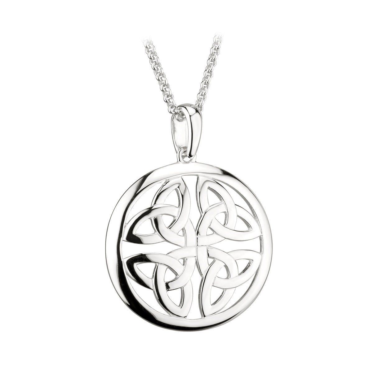 Sterling Silver Four Trinity Knot Disc Necklace - The Celtic Gift Store - Necklaces