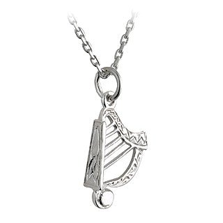Sterling Silver Harp Necklace - Small - The Celtic Gift Store - Necklaces