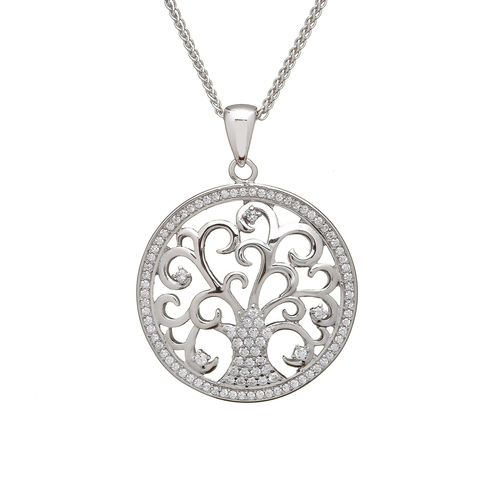 Sterling Silver Tree of Life Necklace with CZ Stones - The Celtic Gift Store - Necklaces