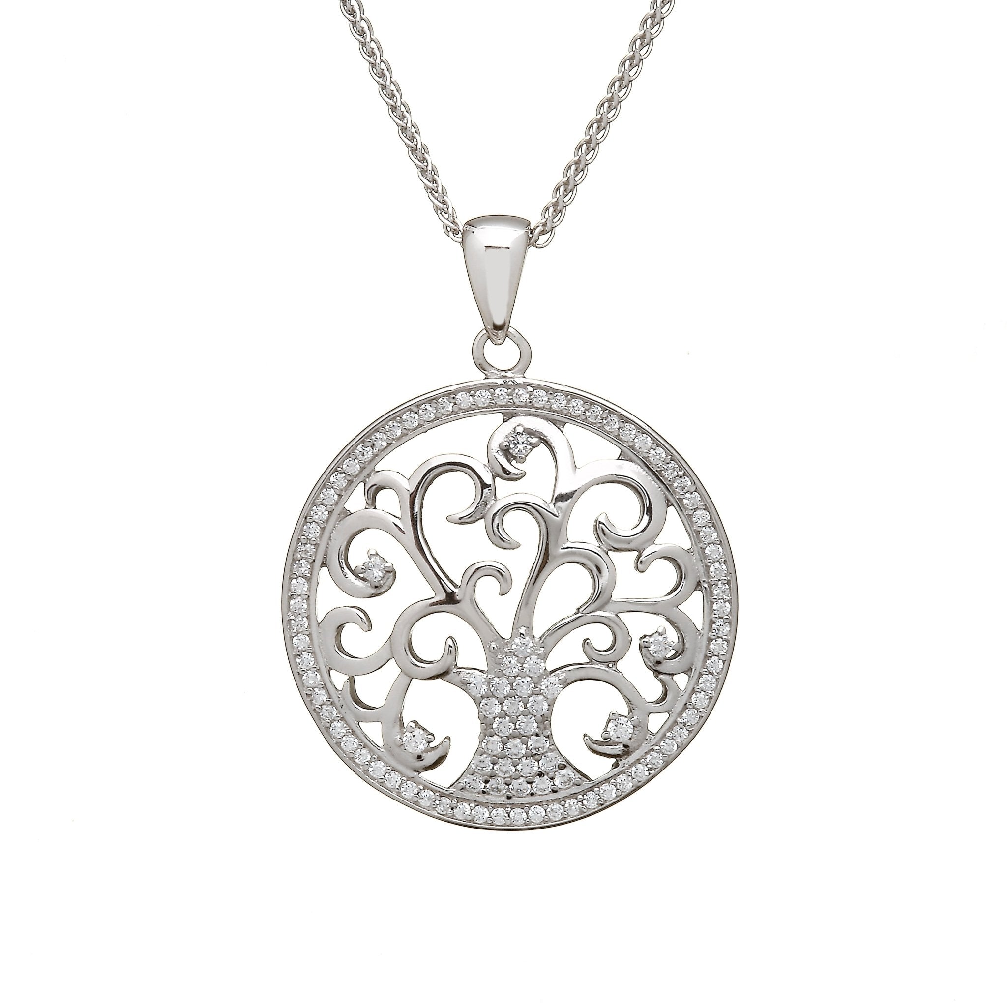 Sterling Silver Tree of Life Necklace with CZ Stones - The Celtic Gift Store - Necklaces