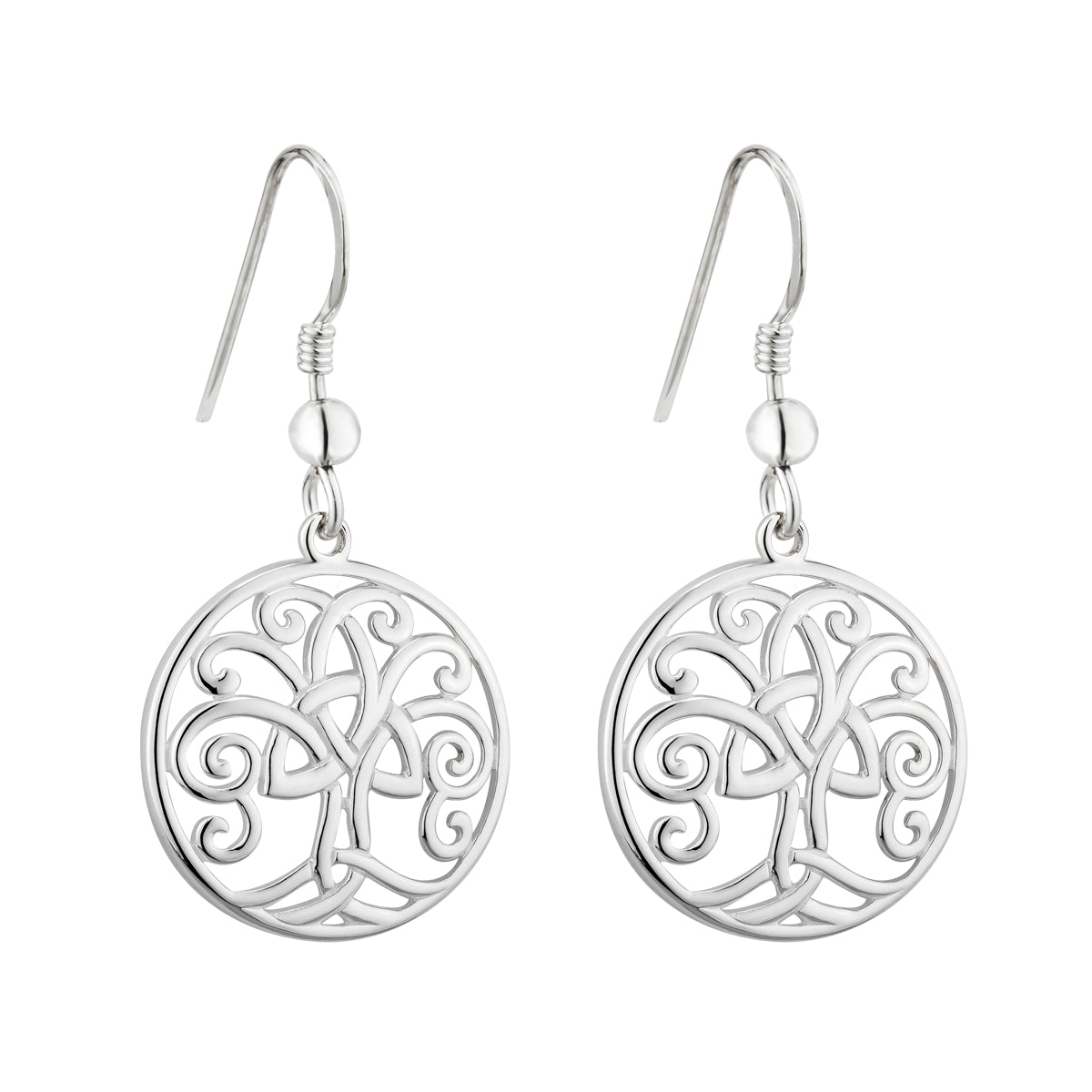 Sterling Silver Tree of Life Trinity Knot Drop Earrings - The Celtic Gift Store - Earrings