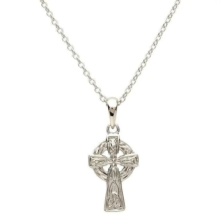 Sterling Silver Trinity Knot Celtic Cross Necklace - Small - The Celtic Gift Store - Necklaces
