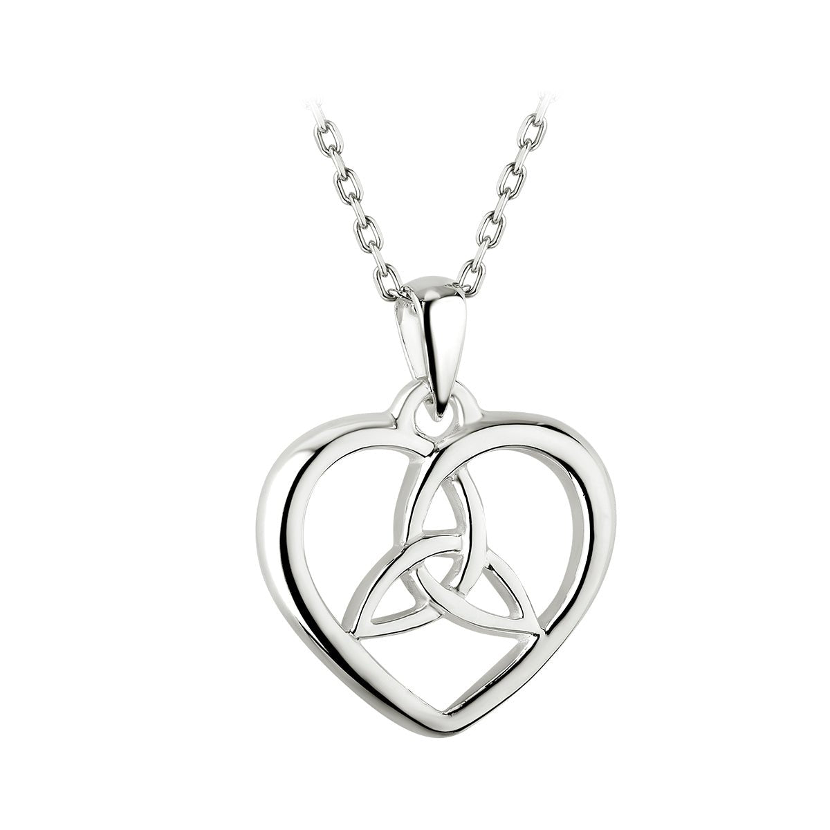 Sterling Silver Trinity Knot Heart Necklace - The Celtic Gift Store - Necklaces