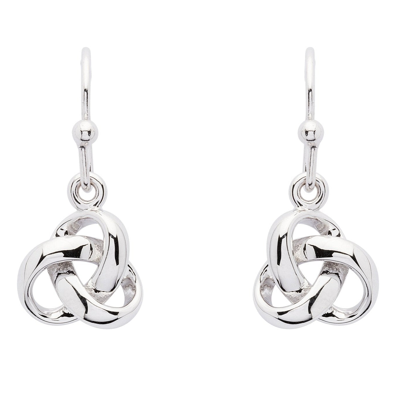 Sterling Silver Trinity Knot Modern Drop Earrings - The Celtic Gift Store - Earrings