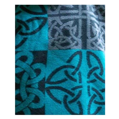 Teal Fringed Shawl with Celtic Motif