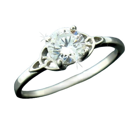 Trinity Knot Ring with CZ stone - The Celtic Gift Store - 