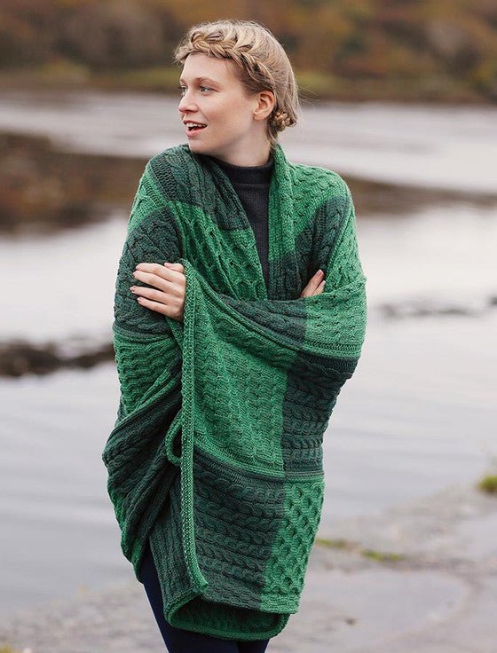 Two - Tone Green and Connemara Patchwork Throw - The Celtic Gift Store - Blankets and Bedding