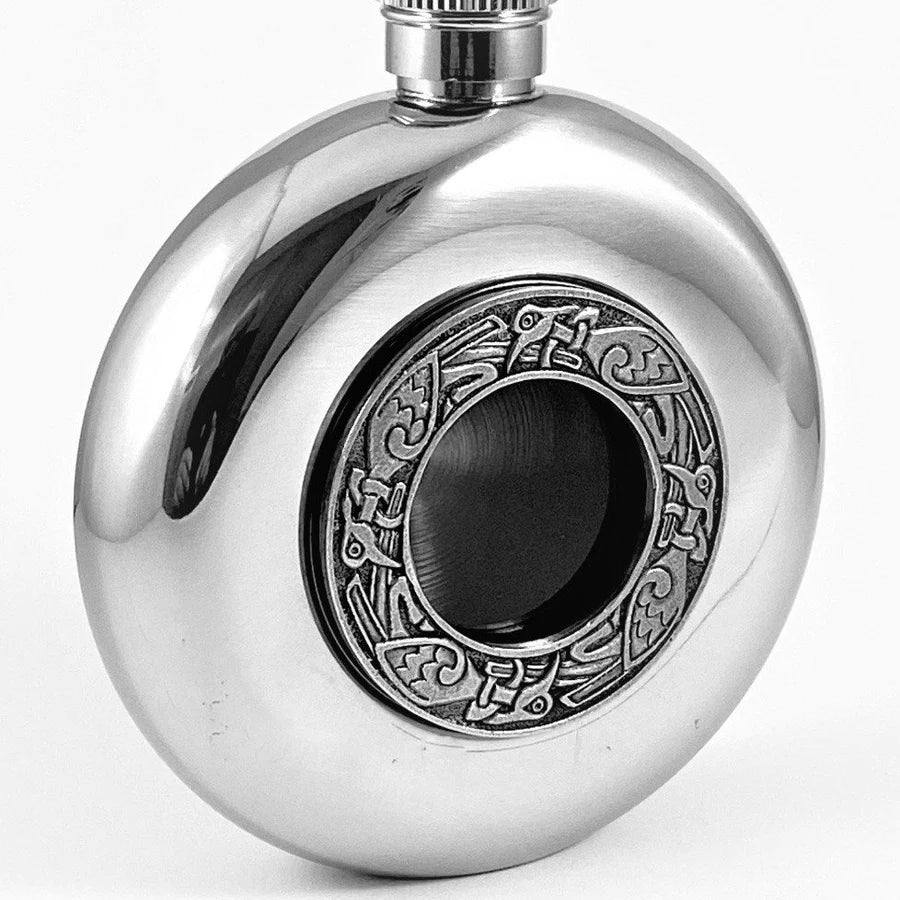 Whiskey Flask Glass Center - Celtic 9 - The Celtic Gift Store - 