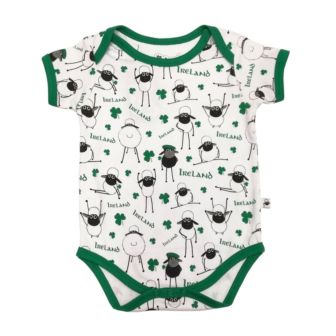 White and Green Ireland Sheep Baby Vest - The Celtic Gift Store - 
