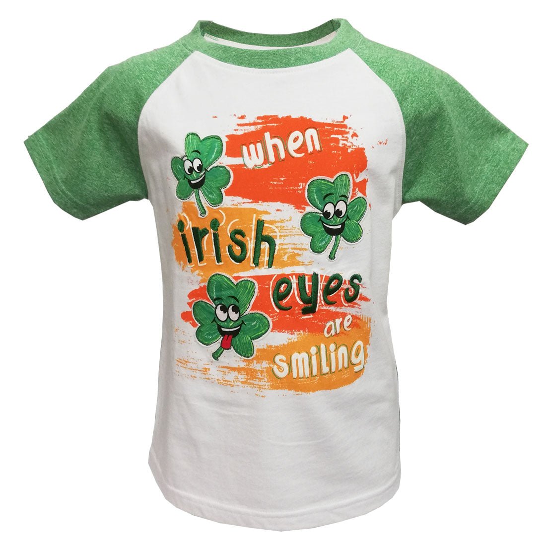White and Green Irish Eyes Shamrock Kids T-Shirt - The Celtic Gift Store - Shirts & Tops