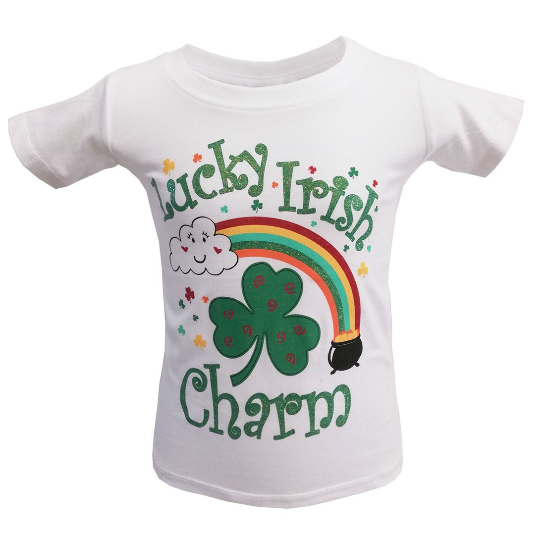 White Lucky Charm Kids T-Shirt - The Celtic Gift Store - 