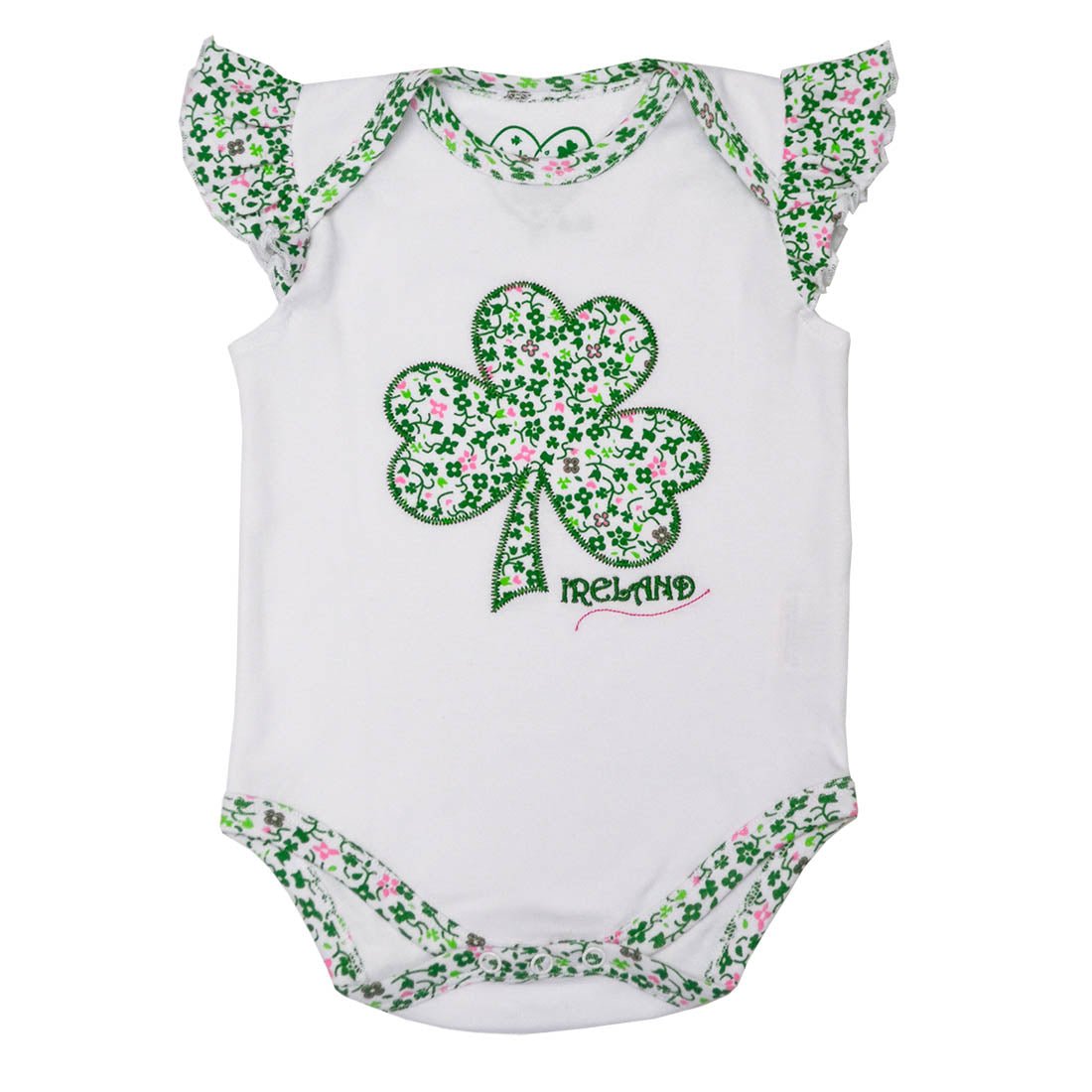 White Shamrock Applique Baby Vest - The Celtic Gift Store - 