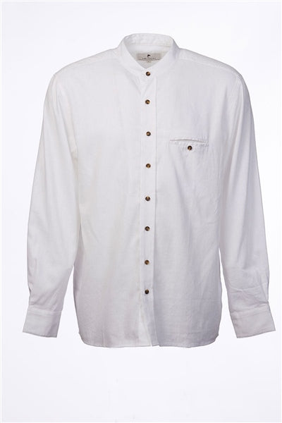 Men's Irish Collarless Linen Grandfather Shirt - Bleach White