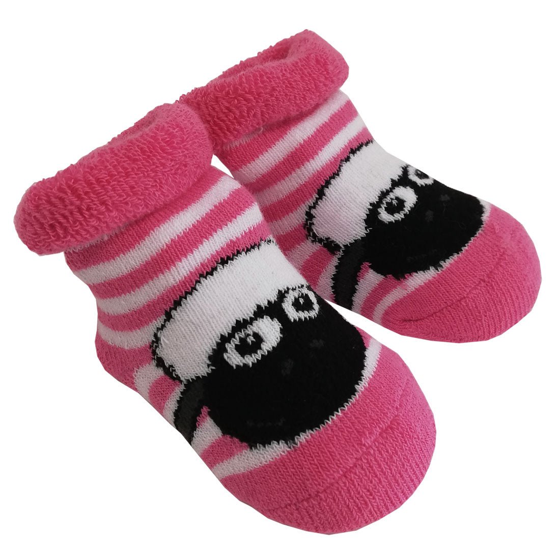 White/Pink Shamrock Sheep Baby Booties - The Celtic Gift Store - 