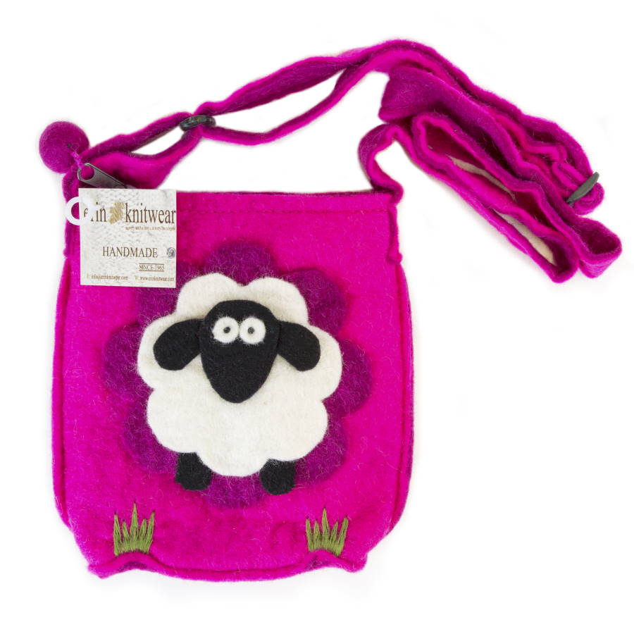 Wool Sheep Sling Bag - Pink - The Celtic Gift Store - Handbags
